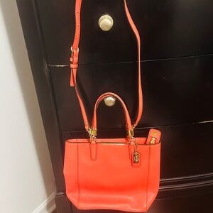 Coach Vibrant Orange Leather Shoulder Bag